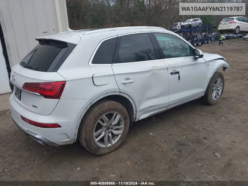 2022 Audi Q5 Premium 45 Tfsi S Line Quattro S Tronic VIN: WA1GAAFY6N2119787 Lot: 40859968