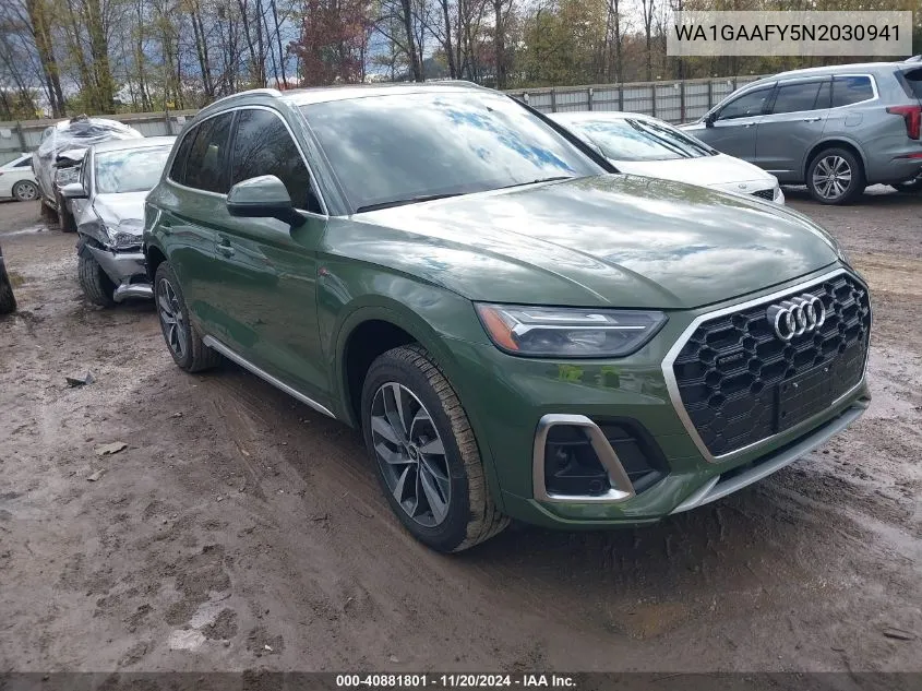 2022 Audi Q5 Premium 45 Tfsi S Line Quattro S Tronic VIN: WA1GAAFY5N2030941 Lot: 40881801