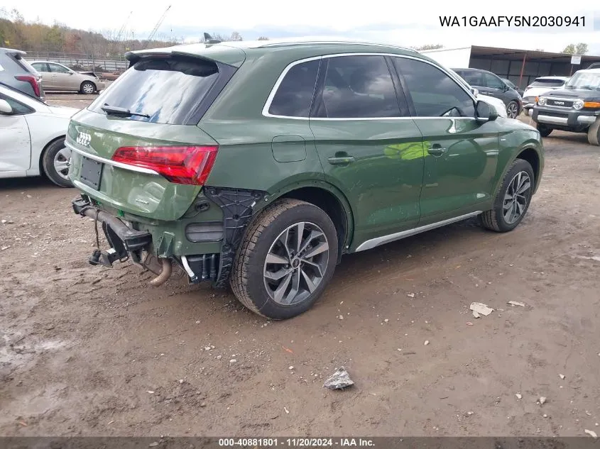 2022 Audi Q5 Premium 45 Tfsi S Line Quattro S Tronic VIN: WA1GAAFY5N2030941 Lot: 40881801