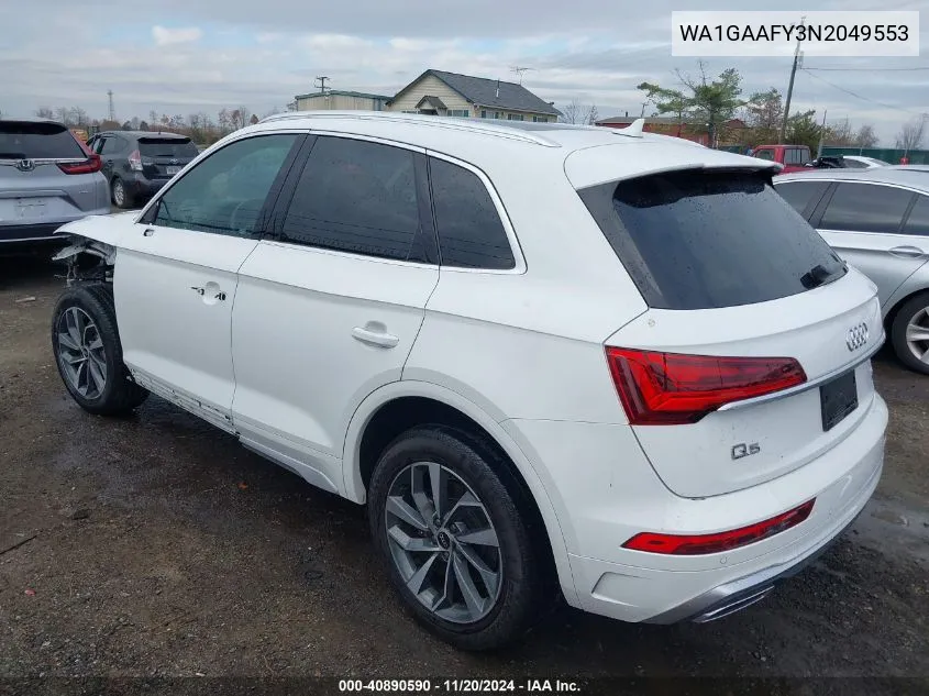 2022 Audi Q5 Premium 45 Tfsi S Line Quattro S Tronic VIN: WA1GAAFY3N2049553 Lot: 40890590