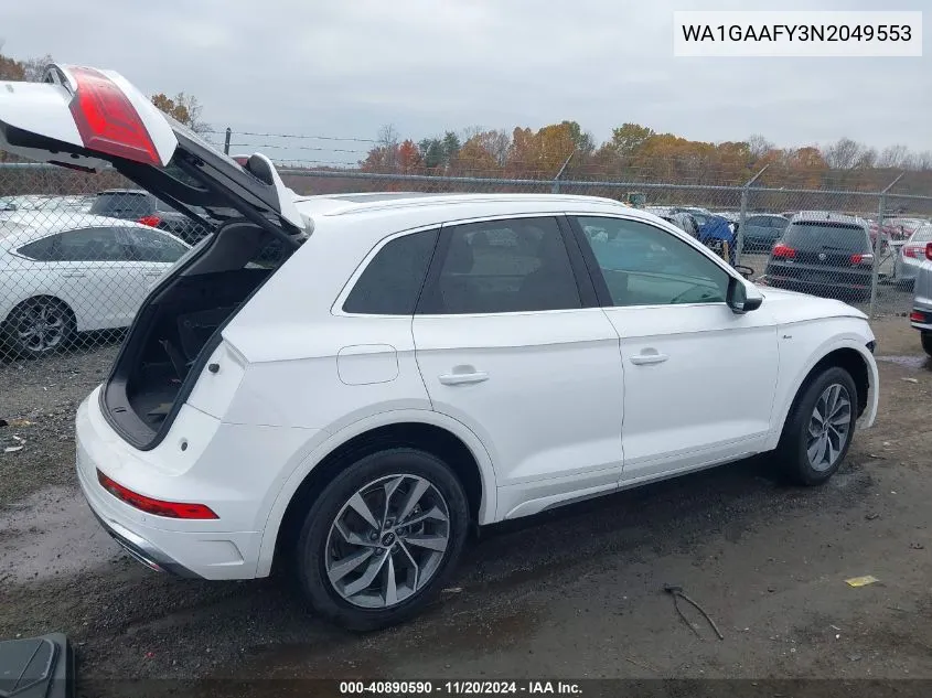 2022 Audi Q5 Premium 45 Tfsi S Line Quattro S Tronic VIN: WA1GAAFY3N2049553 Lot: 40890590