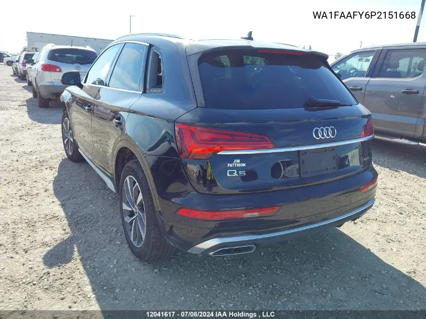 2023 Audi Q5 VIN: WA1FAAFY6P2151668 Lot: 12041617