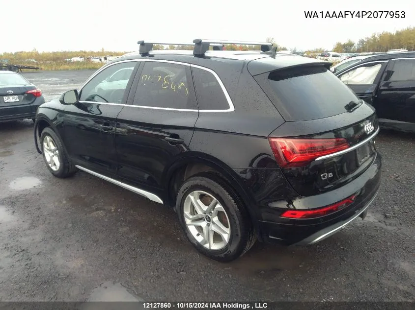 2023 Audi Q5 Komfort 45 VIN: WA1AAAFY4P2077953 Lot: 12127860