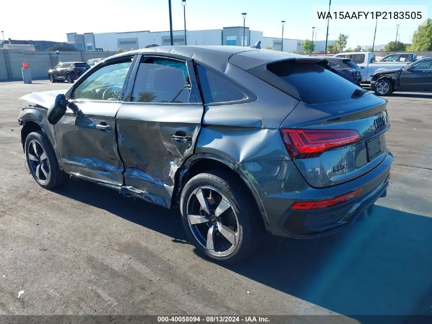 2023 Audi Q5 Sportback Premium Plus 45 Tfsi S Line Quattro S Tronic VIN: WA15AAFY1P2183505 Lot: 40058094