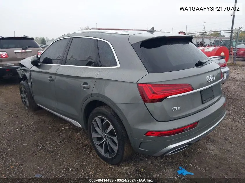 2023 Audi Q5 Premium 45 VIN: WA1GAAFY3P2170702 Lot: 40414499