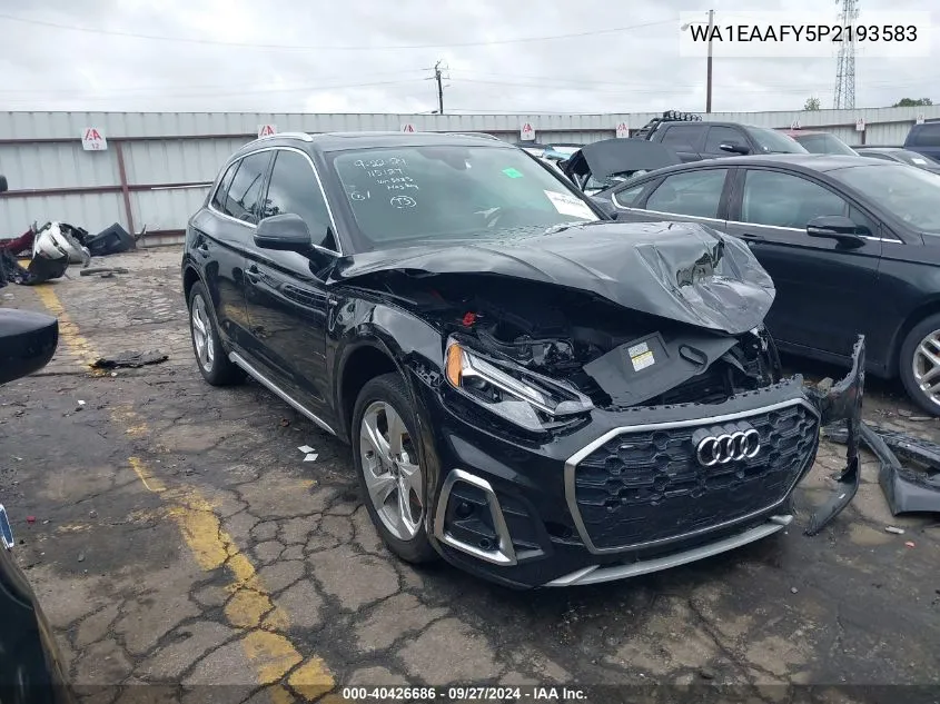 2023 Audi Q5 Premium Plus 45 Tfsi S Line Quattro VIN: WA1EAAFY5P2193583 Lot: 40426686