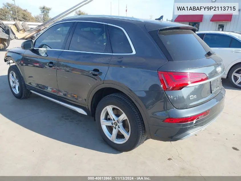 2023 Audi Q5 Premium 40 Tfsi Quattro S Tronic VIN: WA1ABAFY9P2113715 Lot: 40813965