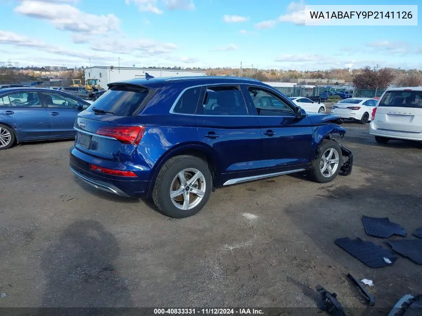 2023 Audi Q5 Premium 40 Tfsi Quattro S Tronic VIN: WA1ABAFY9P2141126 Lot: 40833331