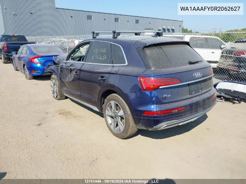 2024 Audi Q5 VIN: WA1AAAFY0R2062627 Lot: 12101446