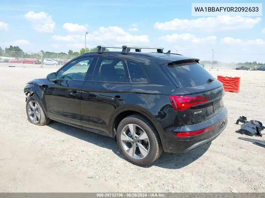 2024 Audi Q5 Premium Plus 40 Tfsi Quattro S Tronic VIN: WA1BBAFY0R2092633 Lot: 39732706