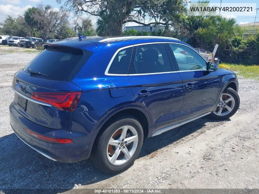 2024 Audi Q5 Premium 40 Tfsi Quattro S Tronic VIN: WA1ABAFY4R2002721 Lot: 40101353