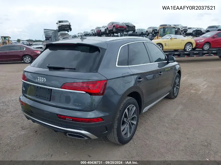 2024 Audi Q5 Premium Plus 45 Tfsi S Line Quattro VIN: WA1EAAFY0R2037521 Lot: 40436731