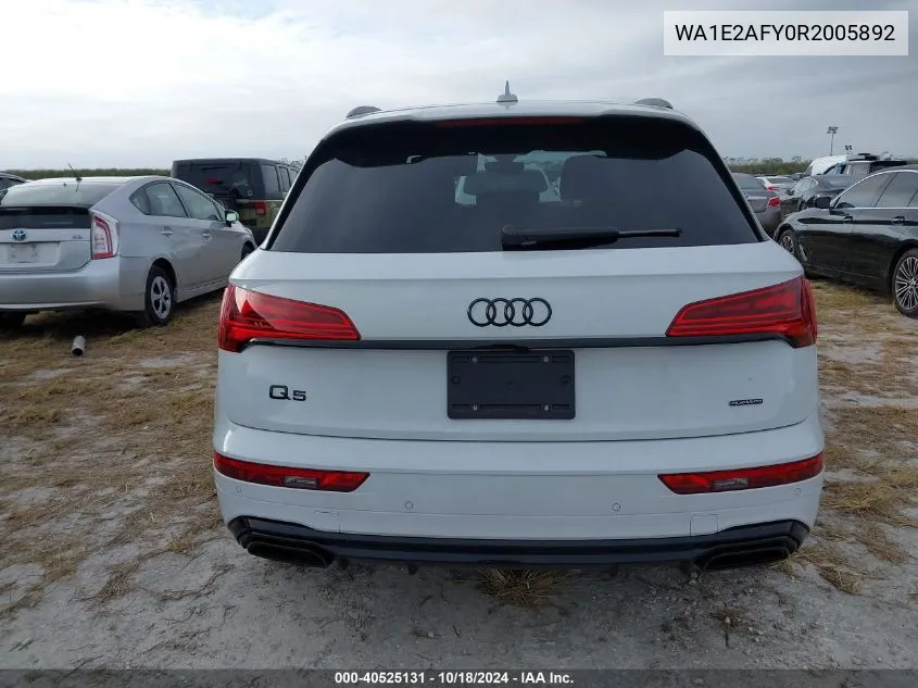 2024 Audi Q5 Premium Plus 55 Tfsi E S Line Quattro S Tronic VIN: WA1E2AFY0R2005892 Lot: 40525131