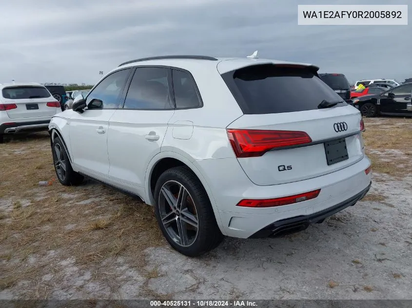 2024 Audi Q5 Premium Plus 55 Tfsi E S Line Quattro S Tronic VIN: WA1E2AFY0R2005892 Lot: 40525131