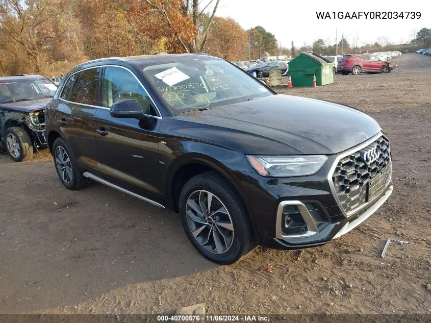 2024 Audi Q5 Premium 45 Tfsi S Line Quattro VIN: WA1GAAFY0R2034739 Lot: 40700576