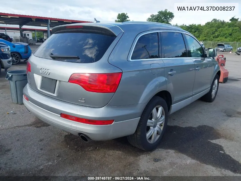 2007 Audi Q7 4.2 VIN: WA1AV74L37D008237 Lot: 39745787