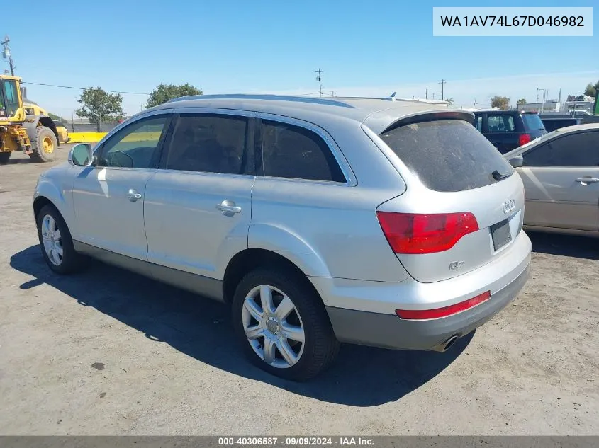 2007 Audi Q7 4.2 VIN: WA1AV74L67D046982 Lot: 40306587