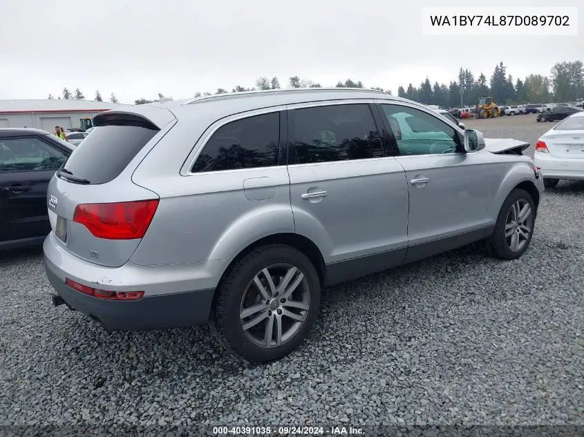 2007 Audi Q7 3.6 Quattro Premium VIN: WA1BY74L87D089702 Lot: 40391035