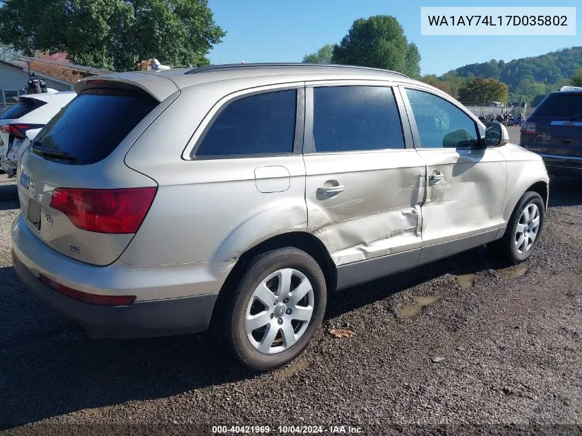 2007 Audi Q7 3.6 VIN: WA1AY74L17D035802 Lot: 40421969