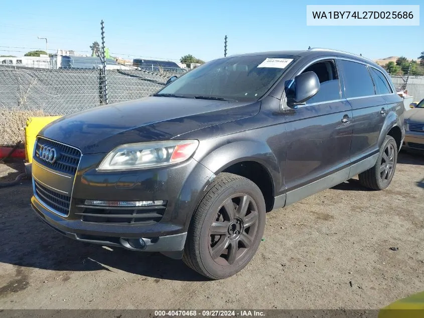 2007 Audi Q7 3.6 Premium VIN: WA1BY74L27D025686 Lot: 40470468