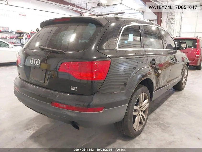 2007 Audi Q7 3.6 Premium VIN: WA1BY74L17D051647 Lot: 40511442