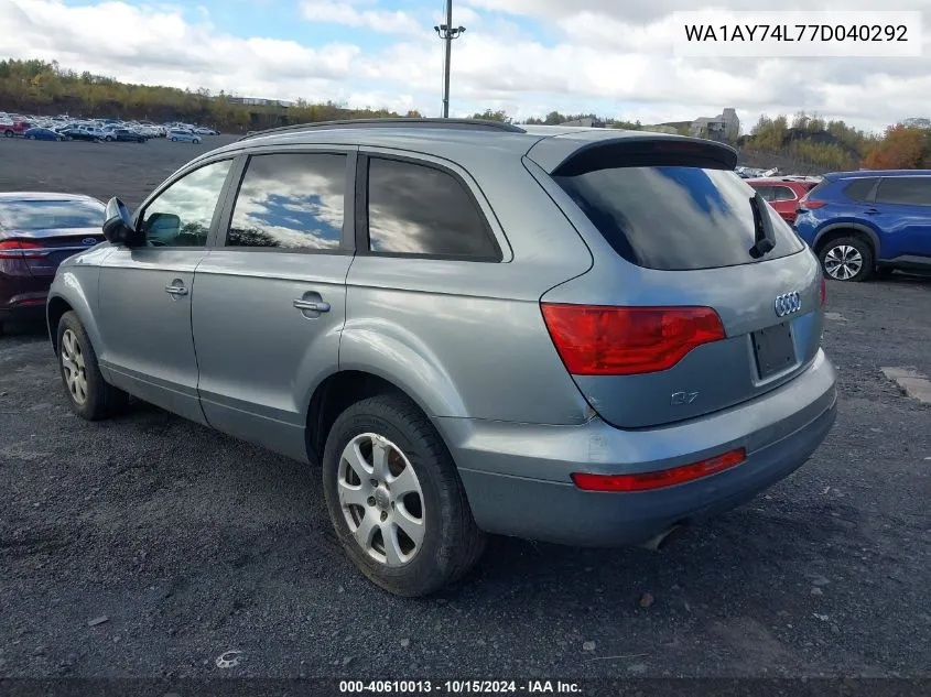 2007 Audi Q7 3.6 VIN: WA1AY74L77D040292 Lot: 40610013