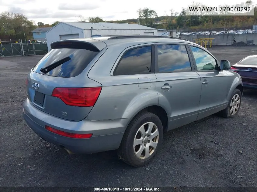 2007 Audi Q7 3.6 VIN: WA1AY74L77D040292 Lot: 40610013