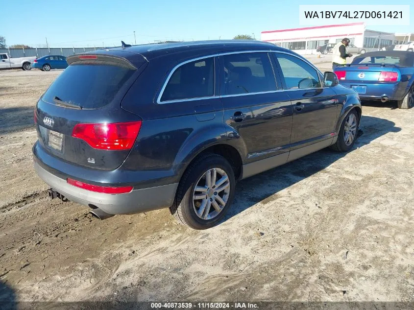 2007 Audi Q7 4.2 Premium VIN: WA1BV74L27D061421 Lot: 40873539