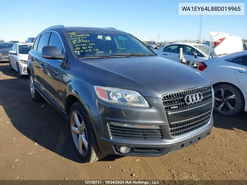 2008 Audi Q7 VIN: WA1EY64L88D019965 Lot: 12138731