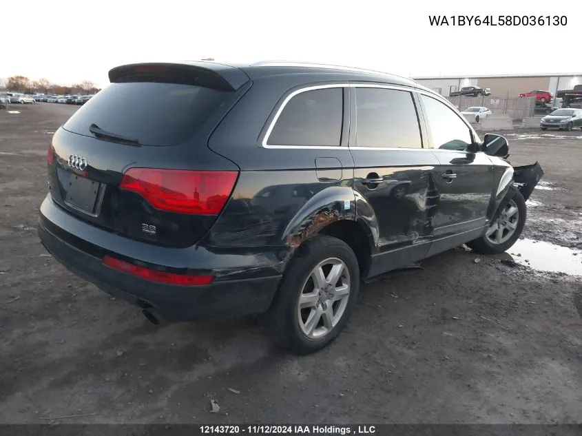 2008 Audi Q7 VIN: WA1BY64L58D036130 Lot: 12143720