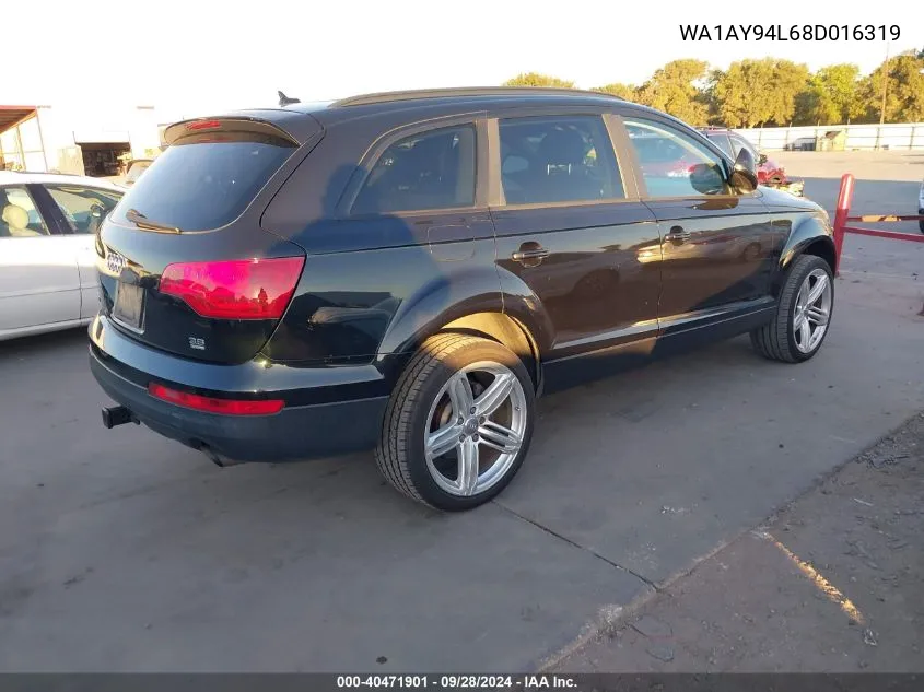 2008 Audi Q7 3.6 Quattro VIN: WA1AY94L68D016319 Lot: 40471901