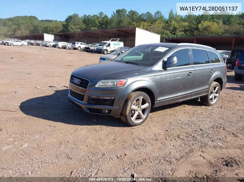 2008 Audi Q7 3.6 Premium VIN: WA1EY74L28D051137 Lot: 40536173