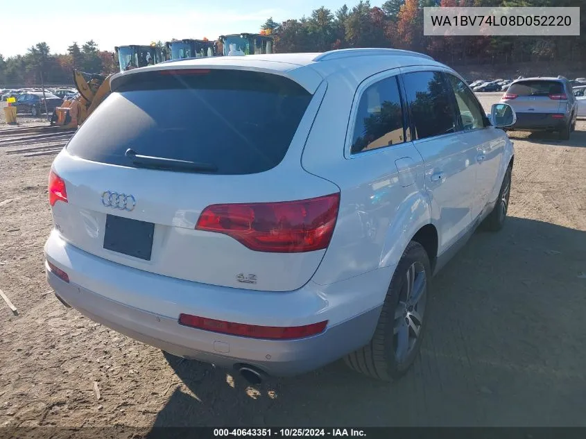 2008 Audi Q7 4.2 Premium VIN: WA1BV74L08D052220 Lot: 40643351