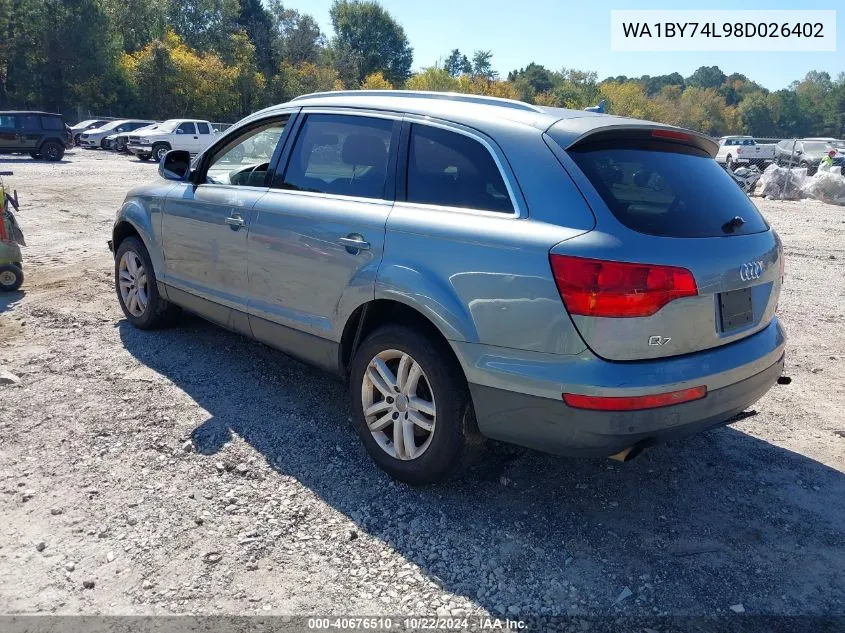 2008 Audi Q7 3.6 Premium VIN: WA1BY74L98D026402 Lot: 40676510