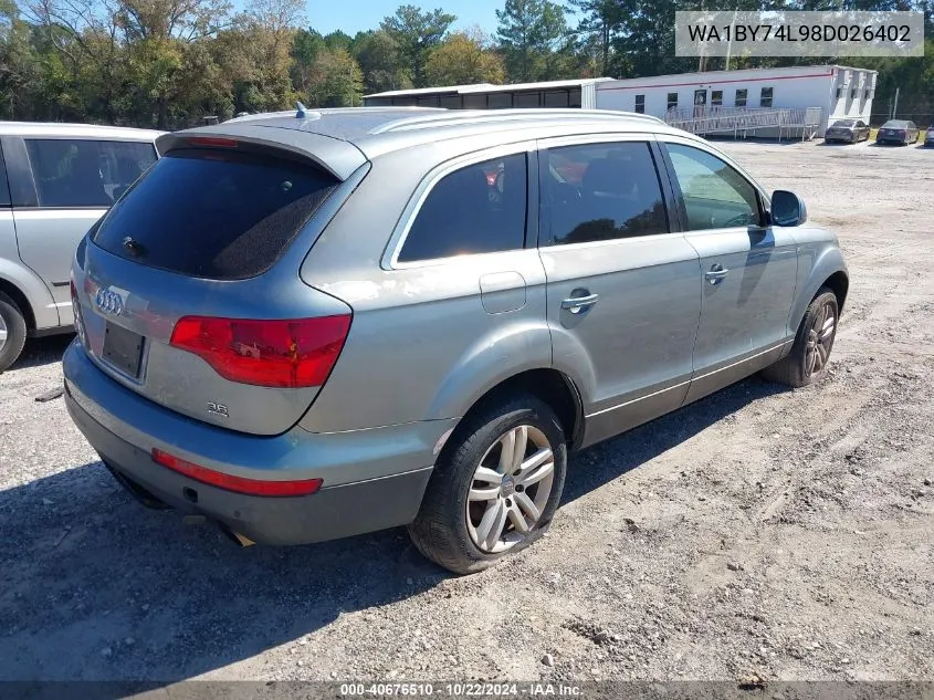 2008 Audi Q7 3.6 Premium VIN: WA1BY74L98D026402 Lot: 40676510