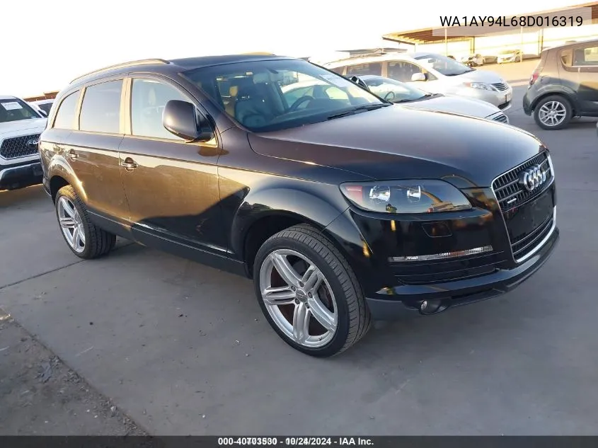 2008 Audi Q7 3.6 VIN: WA1AY94L68D016319 Lot: 40703530