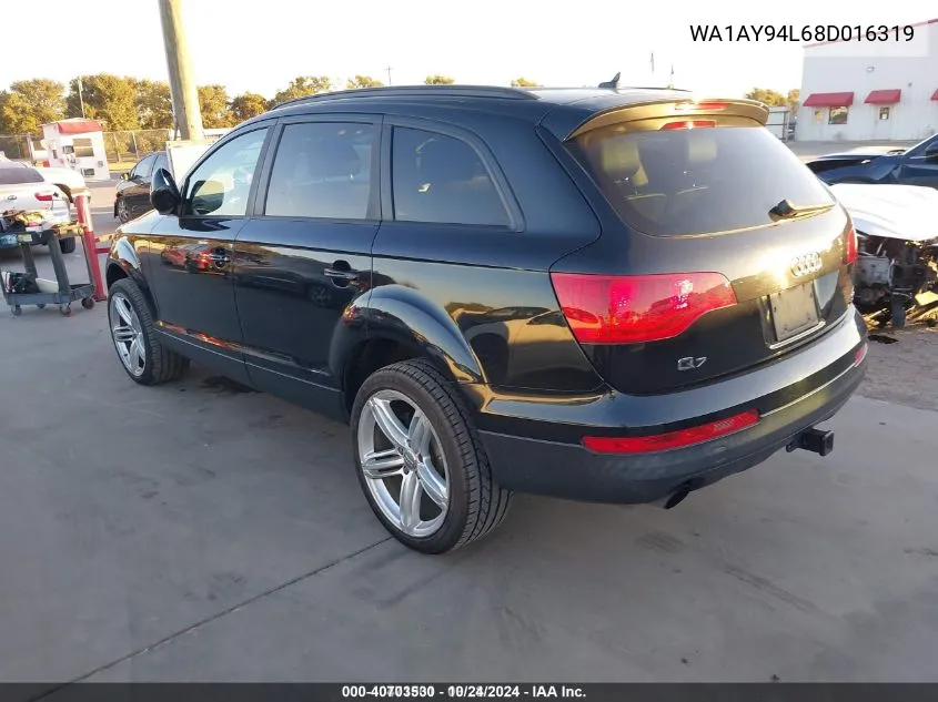 2008 Audi Q7 3.6 VIN: WA1AY94L68D016319 Lot: 40703530