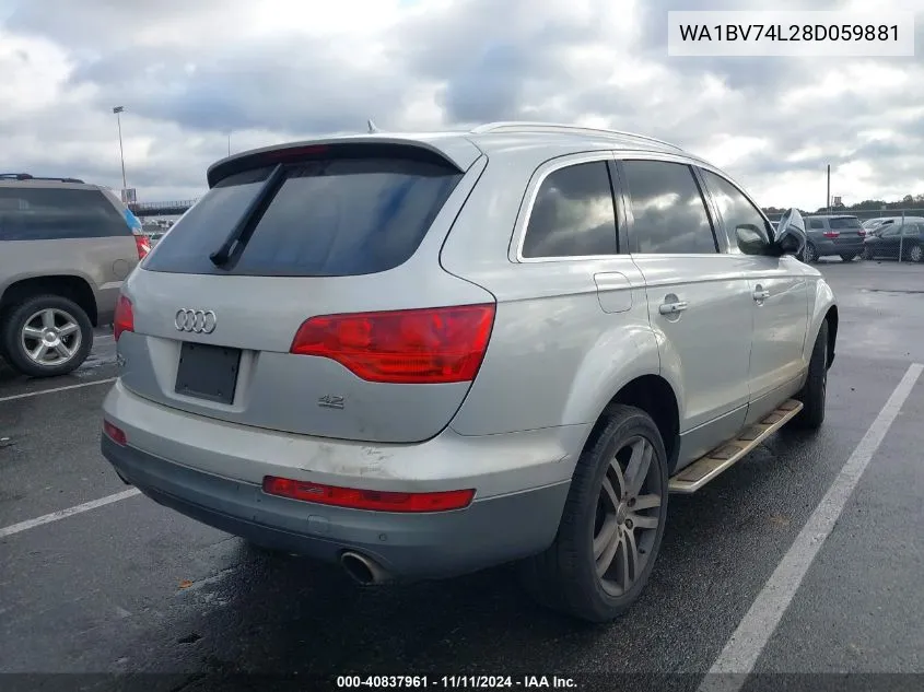 2008 Audi Q7 4.2 Premium VIN: WA1BV74L28D059881 Lot: 40837961