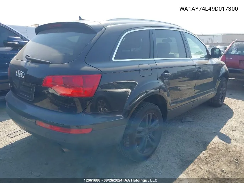 2009 Audi Q7 VIN: WA1AY74L49D017300 Lot: 12061686