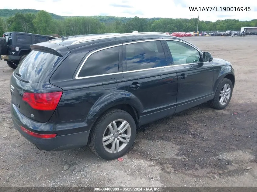 2009 Audi Q7 3.6 5 Passenger/3.6 Premium VIN: WA1AY74L19D016945 Lot: 39480989