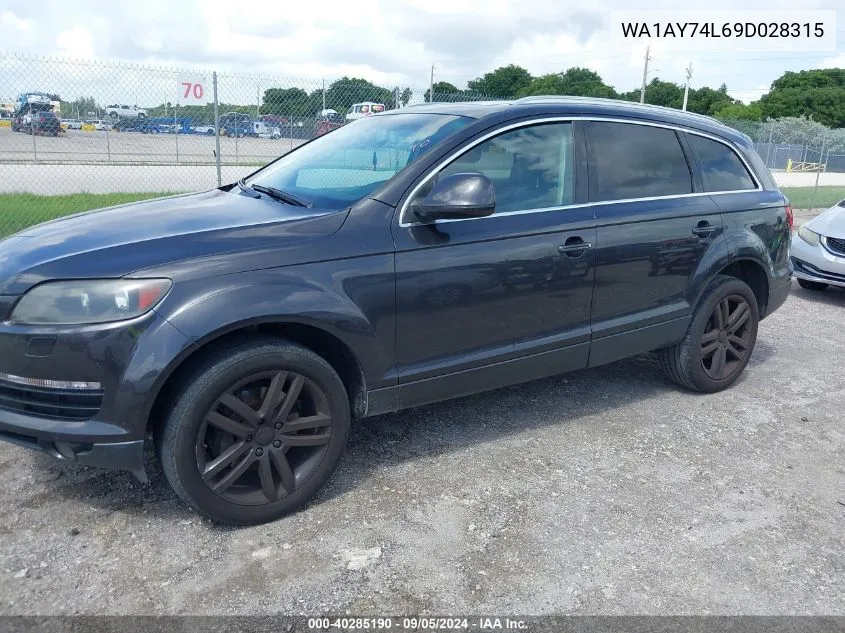 2009 Audi Q7 3.6 Premium VIN: WA1AY74L69D028315 Lot: 40285190