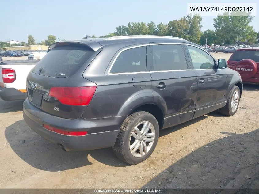 2009 Audi Q7 3.6 Quattro VIN: WA1AY74L49DO22142 Lot: 40323656