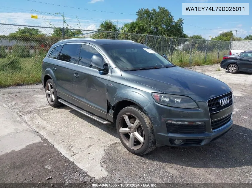 2009 Audi Q7 3.6 Premium VIN: WA1EY74L79D026011 Lot: 40467566