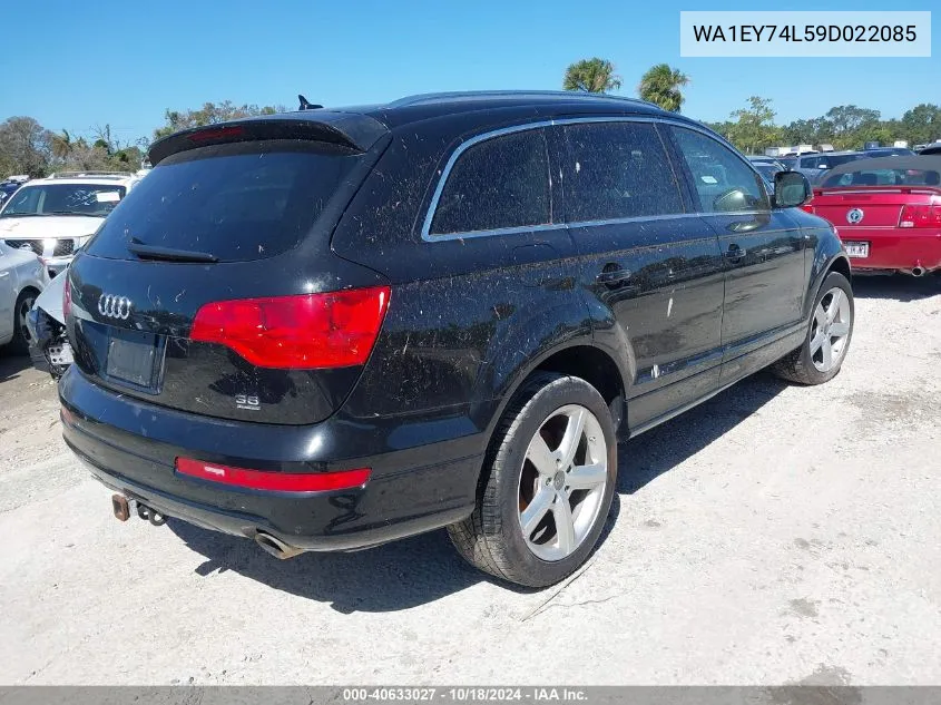 2009 Audi Q7 3.6 Premium VIN: WA1EY74L59D022085 Lot: 40633027