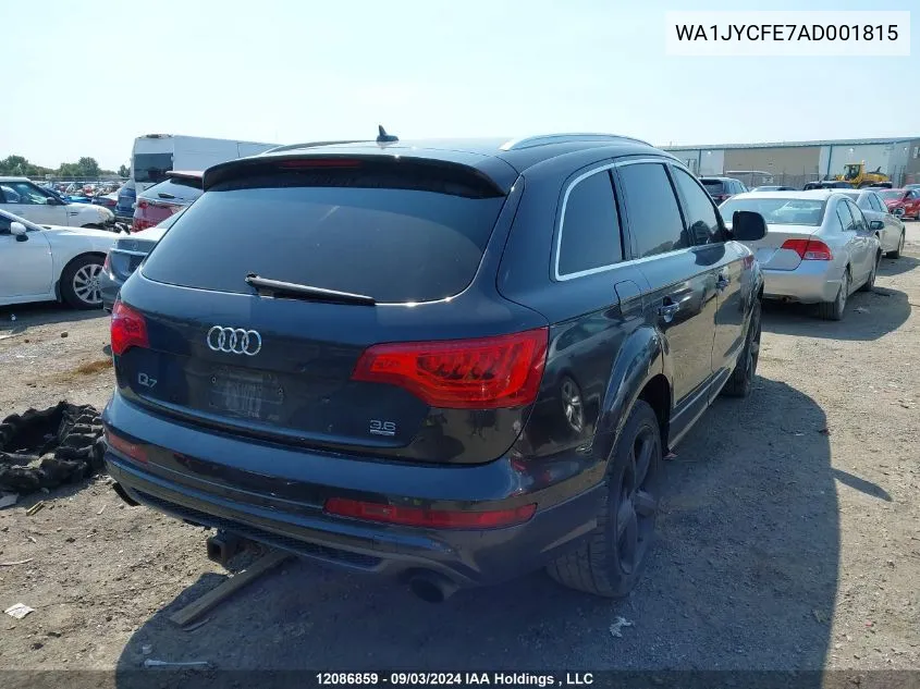 2010 Audi Q7 VIN: WA1JYCFE7AD001815 Lot: 12086859