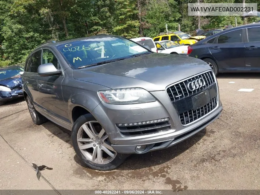 2010 Audi Q7 3.6 Premium VIN: WA1VYAFE0AD002231 Lot: 40262241