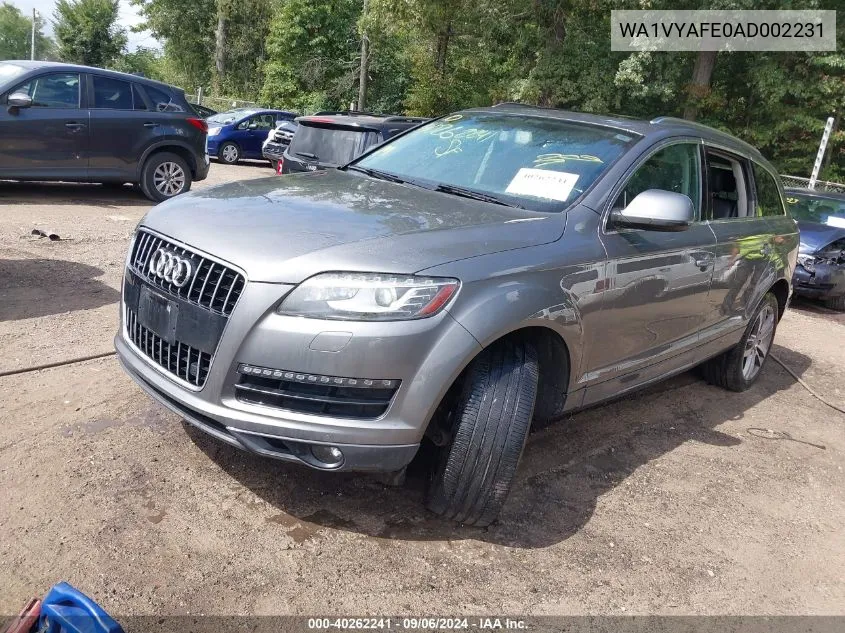 2010 Audi Q7 3.6 Premium VIN: WA1VYAFE0AD002231 Lot: 40262241