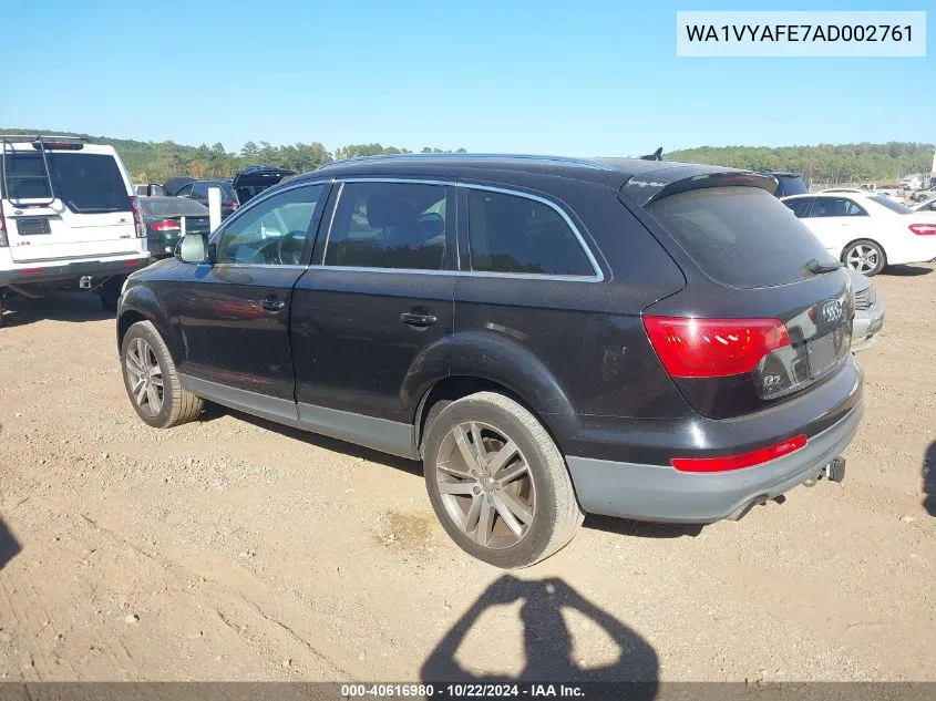 2010 Audi Q7 3.6 Premium VIN: WA1VYAFE7AD002761 Lot: 40616980