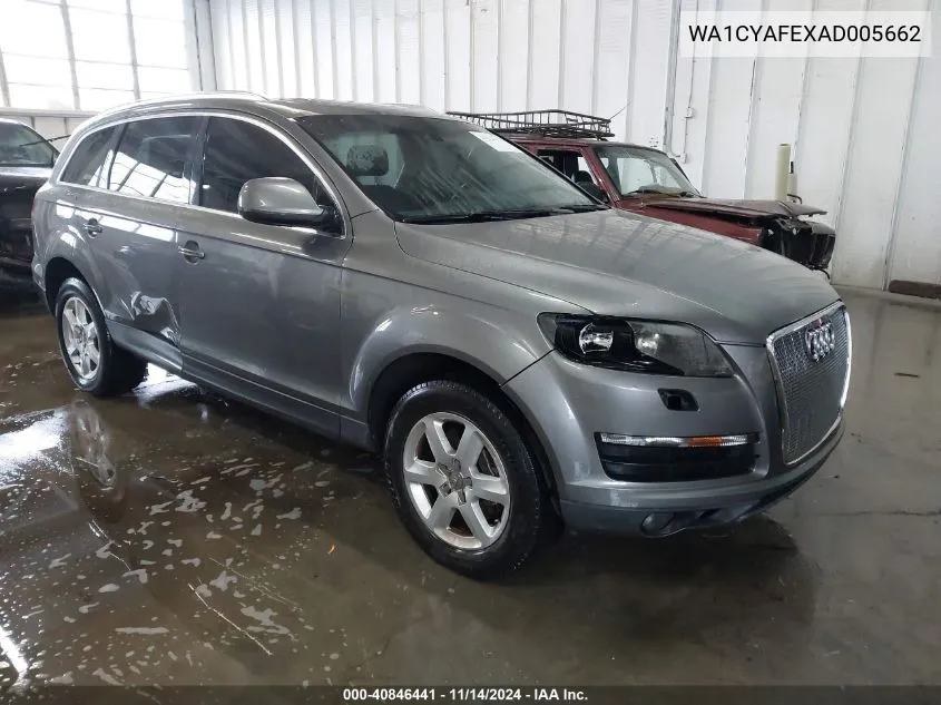 2010 Audi Q7 3.6 Premium VIN: WA1CYAFEXAD005662 Lot: 40846441