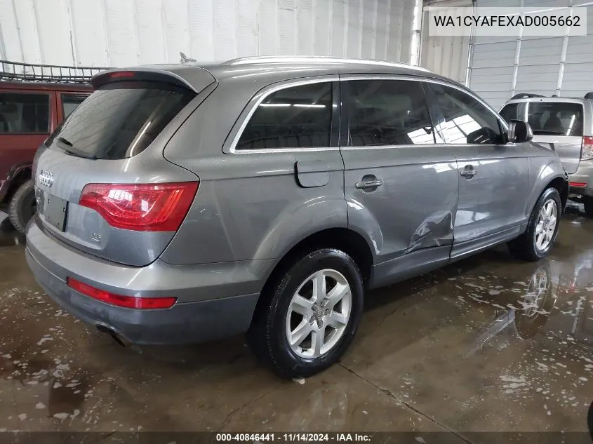 2010 Audi Q7 3.6 Premium VIN: WA1CYAFEXAD005662 Lot: 40846441